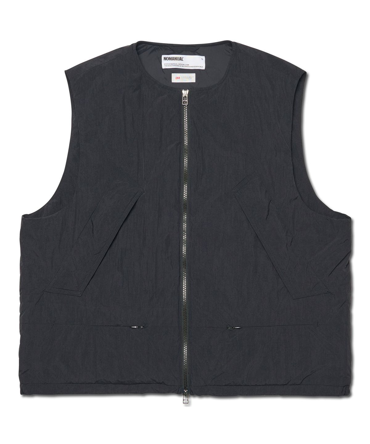 노매뉴얼(NOMANUAL) COLLARLESS PADDED VEST - BLACK