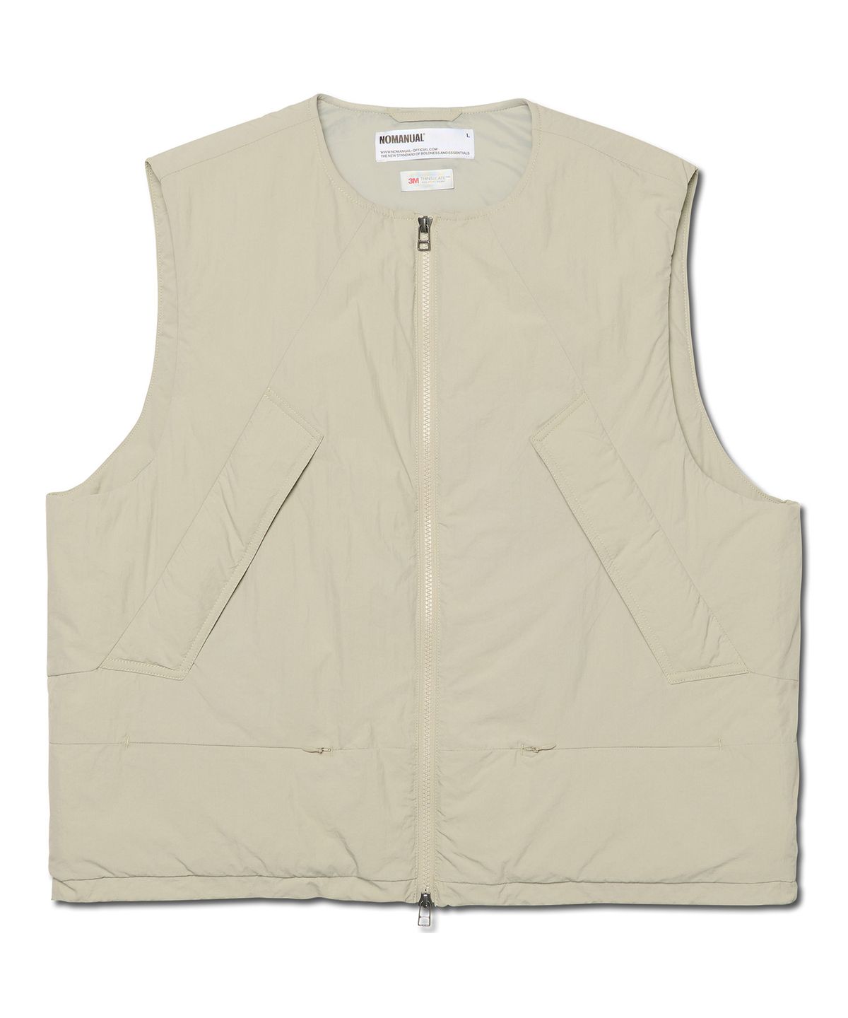 노매뉴얼(NOMANUAL) COLLARLESS PADDED VEST - LIGHT GRAY