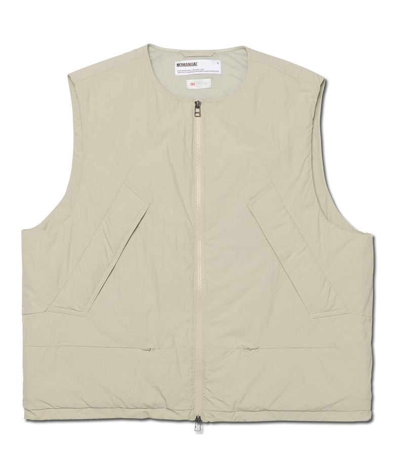 COLLARLESS PADDED VEST - LIGHT GRAY