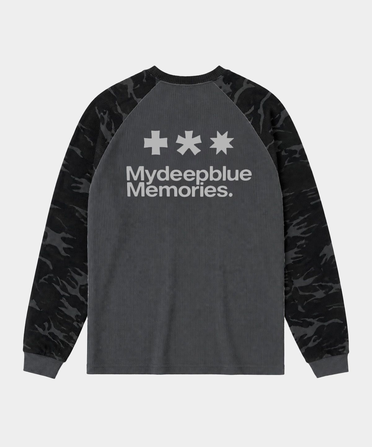마이딥블루메모리즈(MY DEEP BLUE MEMORIES) MM LOGO WAFFLE RAGLAN TEE (BLACK)