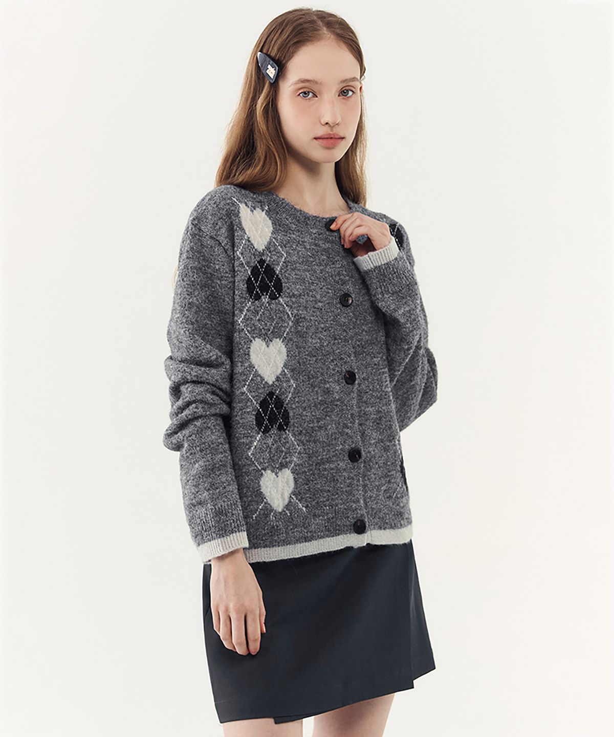 마리끌레르(MARIE CLAIRE) 하트 아가일 가디건(MAGCKC01MCH)