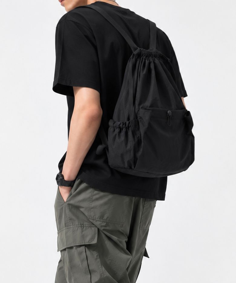 나일론 스트링 백팩 에센셜 black