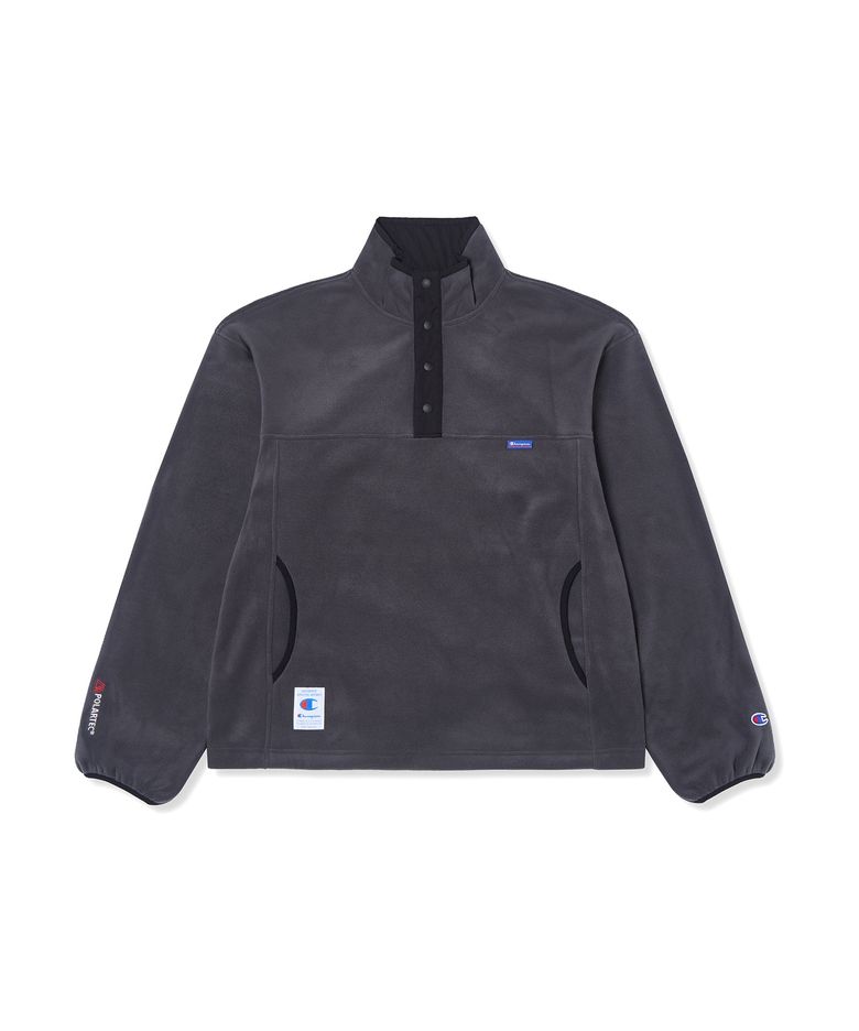 폴라텍 컬러블록 플리스 아노락 Charcoal