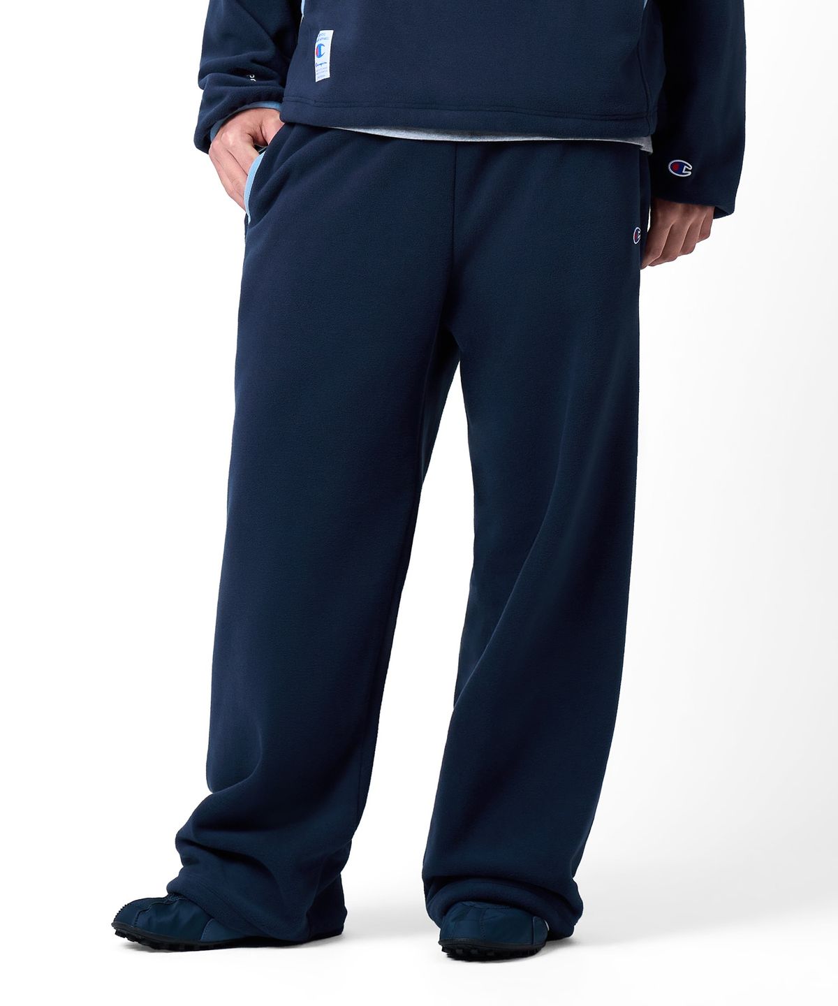 챔피온(CHAMPION) 폴라텍 플리스 와이드 팬츠 Navy