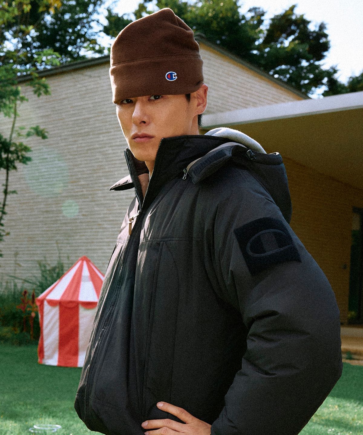 챔피온(CHAMPION) 폴라텍 비니 Brown