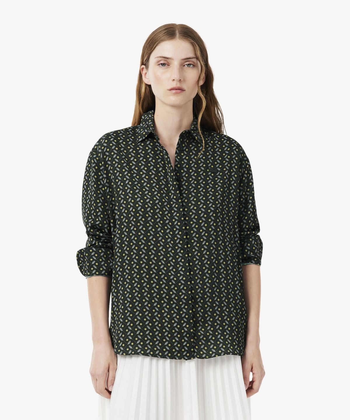 라코스테(LACOSTE) 여성 프린트 롱 셔츠 CF8481-56N XE4