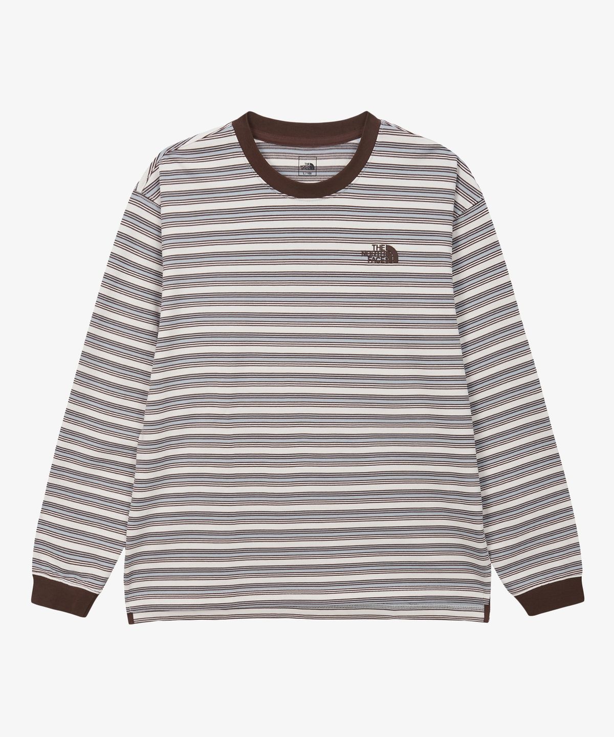 노스페이스(THE NORTH FACE) NT7TS52B 남성 오버펙 스트라이프 긴팔 티셔츠 DARK BROWN