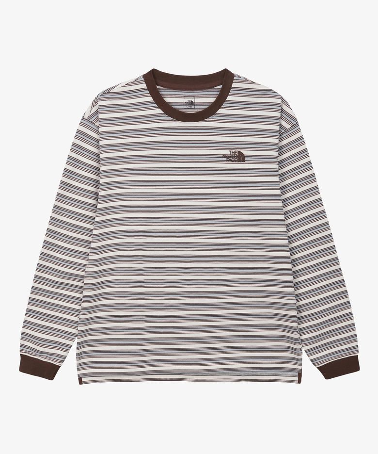 NT7TS52B 남성 오버펙 스트라이프 긴팔 티셔츠 DARK BROWN