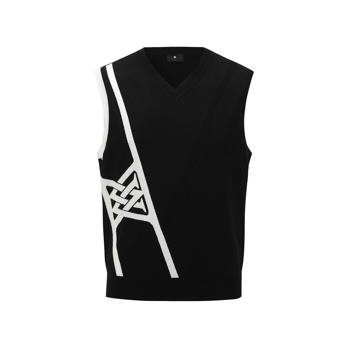 어뉴골프(ANEW GOLF) MEN DIAGONAL LOGO KNIT VEST_BK