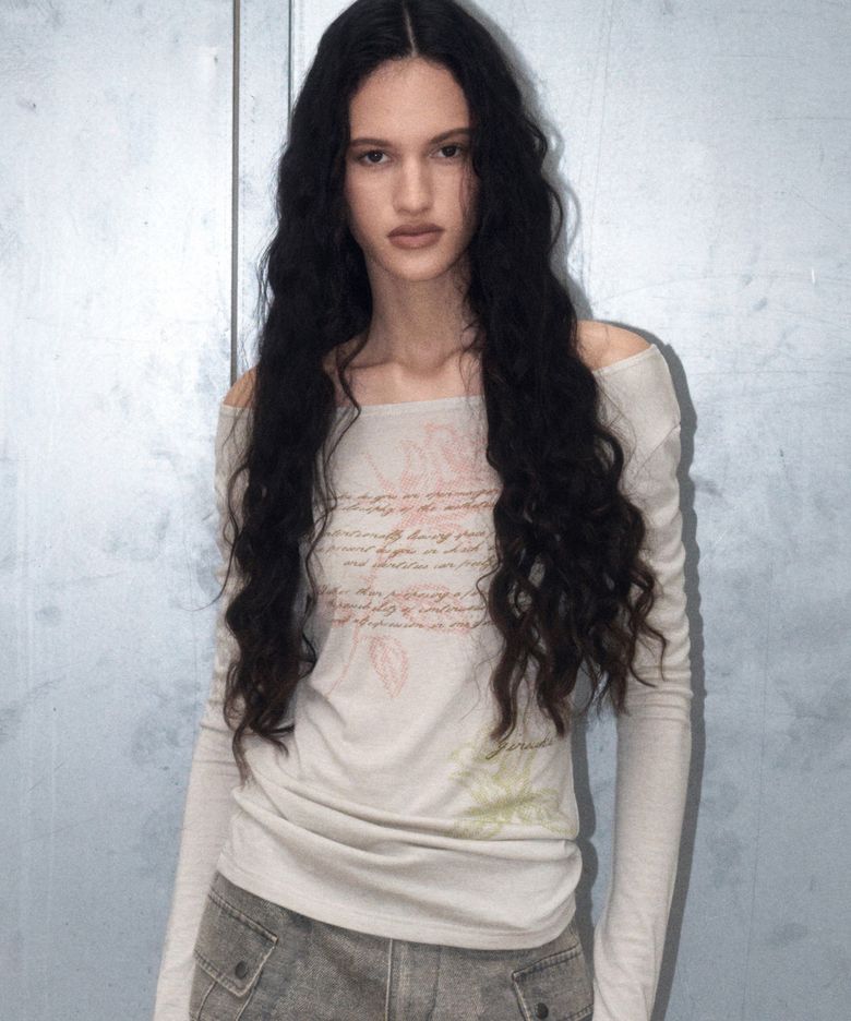 VINTAGE FLOWER WOOL LONG SLEEVE (BEIGE)
