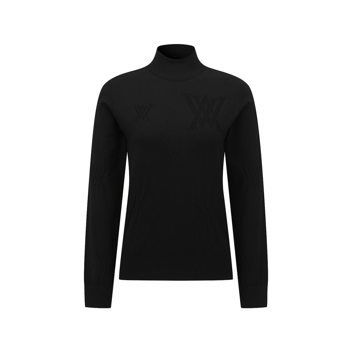 어뉴골프(ANEW GOLF) WOMEN LOGO PATTERN TURTLENECK SWEATER_BK