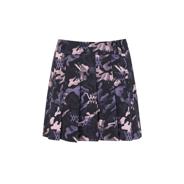 WOMEN CAMO PATTERN PLEATS SKIRT_LP