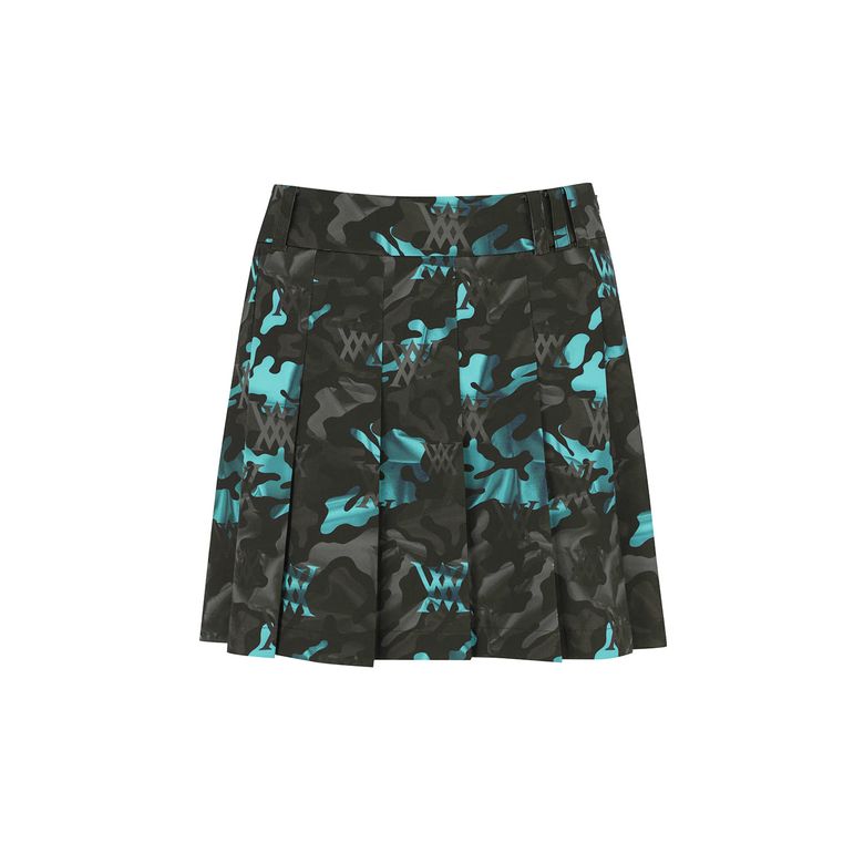 WOMEN CAMO PATTERN PLEATS SKIRT_AB