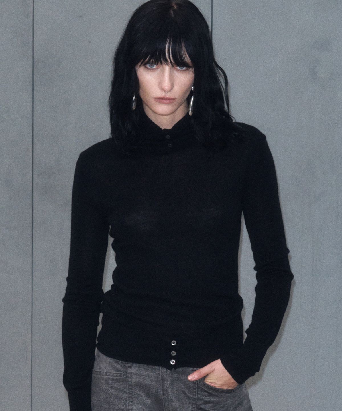 긴스키(GINSUKI) MERINO WOOL LAYER TURTLE  KNIT (BLACK)