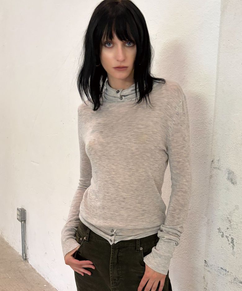 MERINO WOOL LAYER TURTLE  KNIT (GREY)