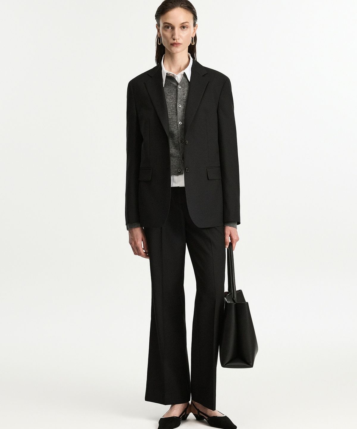 티엔지티 우먼(TNGT WOMAN) W Wool Blend Comfort Flared-Fit Pants (Black) TNPA6F300BK