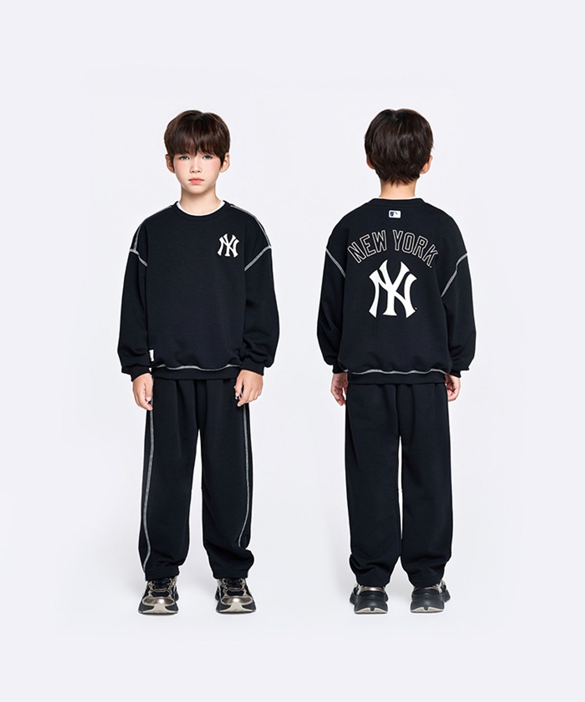 엠엘비 키즈(MLB KIDS) 스포티브 시그니처 팀로고 맨투맨 세트 NY (Black)