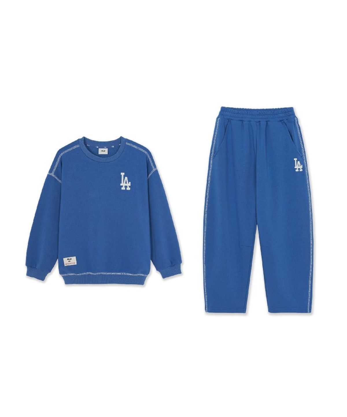 엠엘비 키즈(MLB KIDS) 스포티브 시그니처 팀로고 맨투맨 세트 LA (Mg.Cobalt Blue)