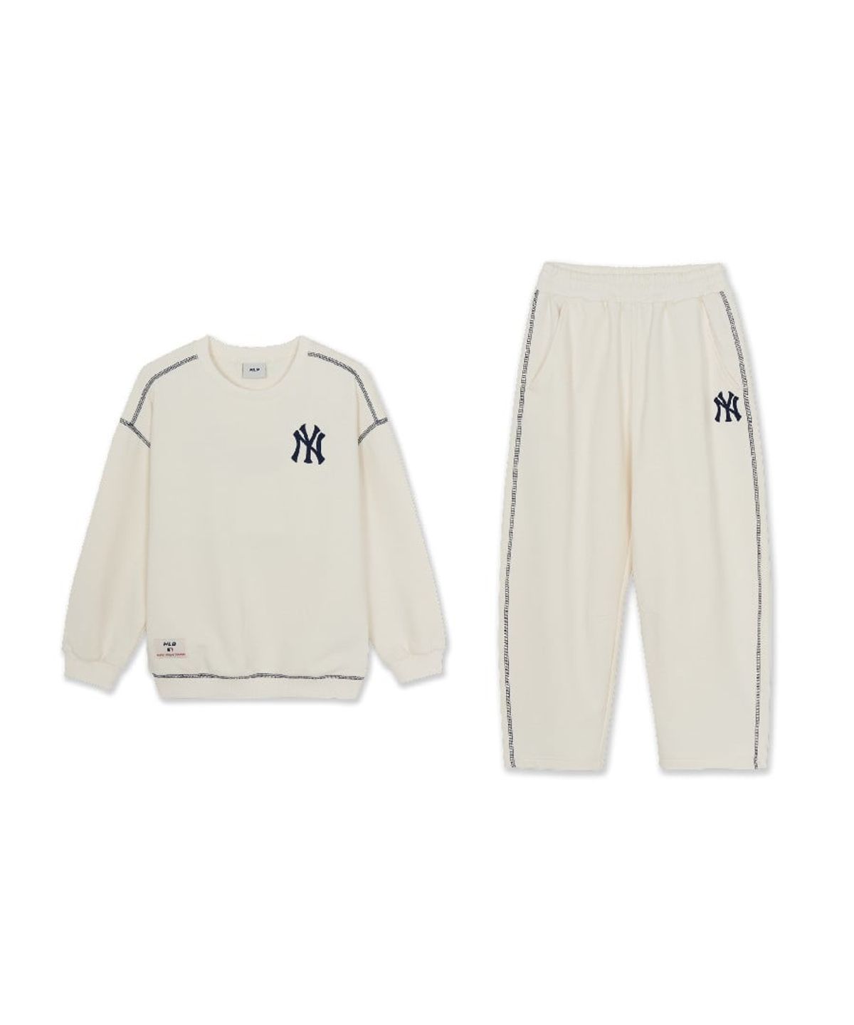 엠엘비 키즈(MLB KIDS) 스포티브 시그니처 팀로고 맨투맨 세트 NY (Cream)