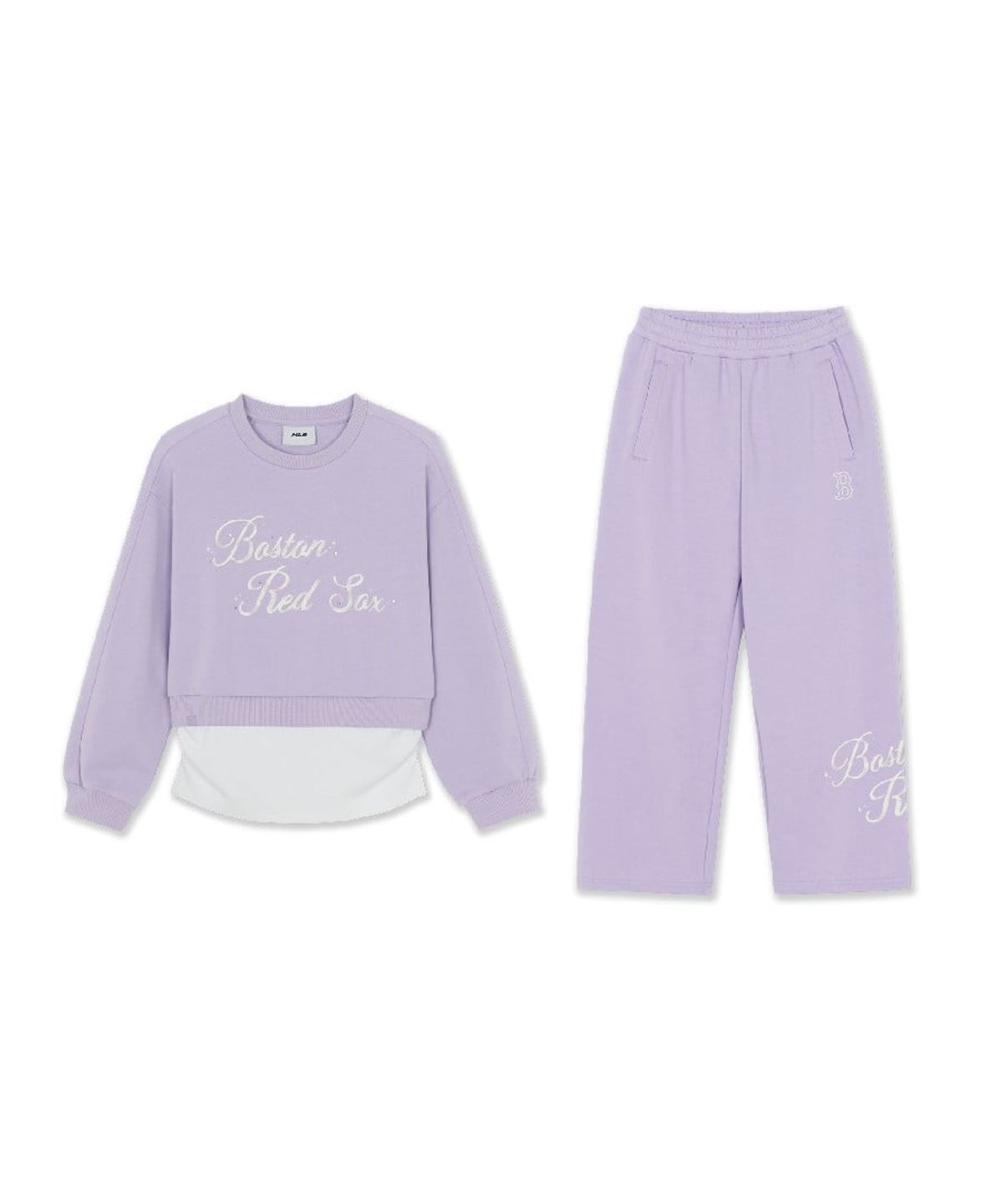 엠엘비 키즈(MLB KIDS) 스트릿 걸즈 셔링 레이어드 맨투맨 세트 BOS (L.Lavender)