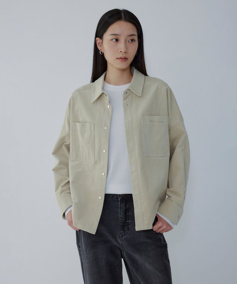 벨벳 터치 셔츠켓 _라이트 베이지 _7156460001