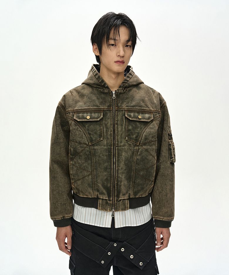MILLY WASHED HOODIE JACKET (KHAKI)