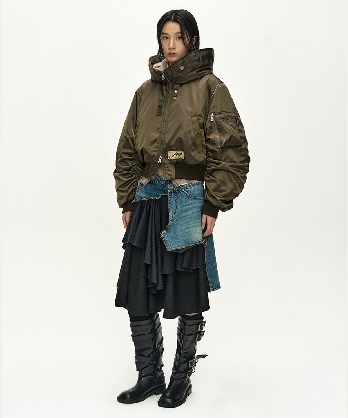 앤더슨벨(ADSB ANDERSSON BELL) UNISEX FLARE COLLAR MA-1 PARKA (KHAKI BROWN)
