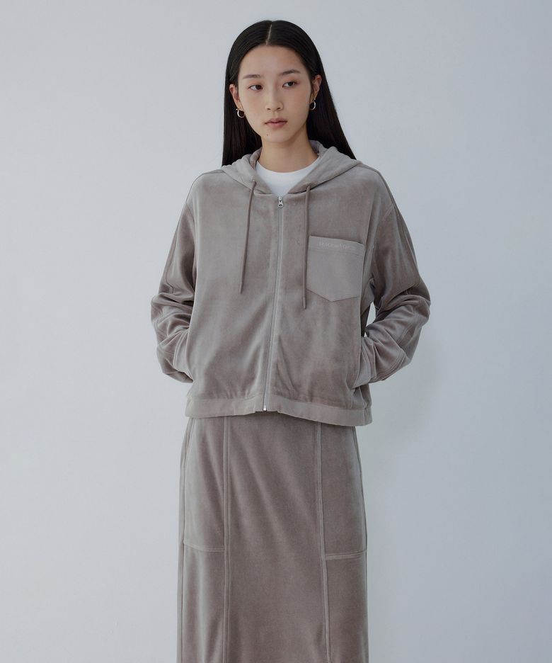 저지 벨루어 후디 점퍼 _베이지 _7156420002