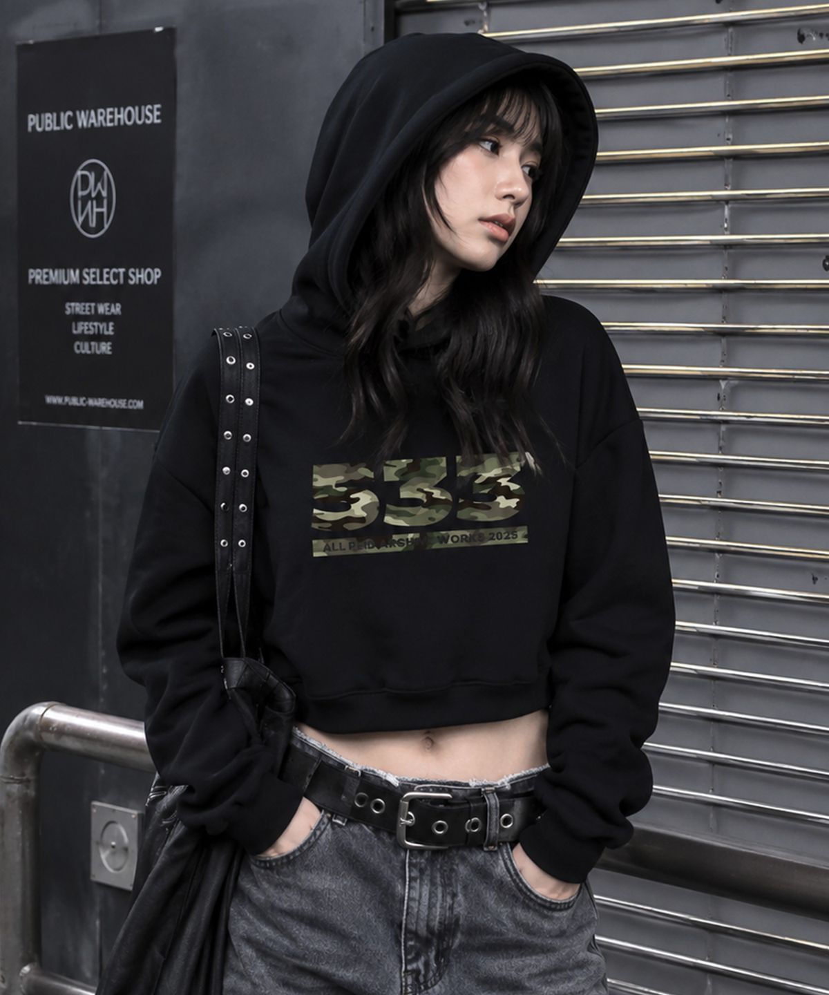 페이드(PEID) PD 533 크롭 후드티 2Color