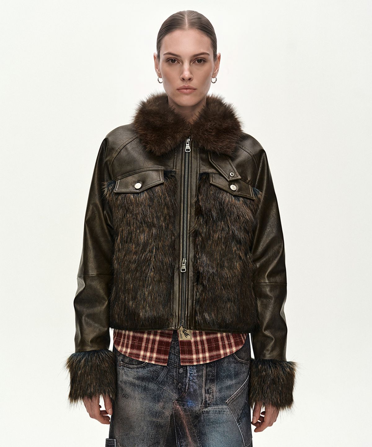 앤더슨벨(ADSB ANDERSSON BELL) VENUS FUR BOMBER JACKET (BROWN)