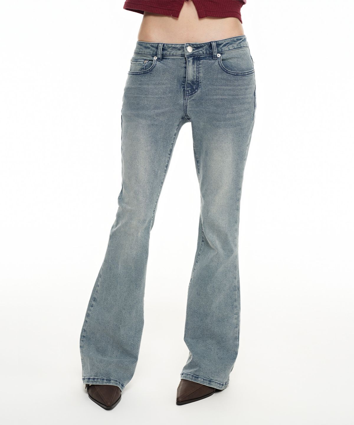파시온(PASION) 레이븐 프린지 부츠컷 팬츠_샌드 블루 Raven Fringe Bootcut Pants_Sand Blue
