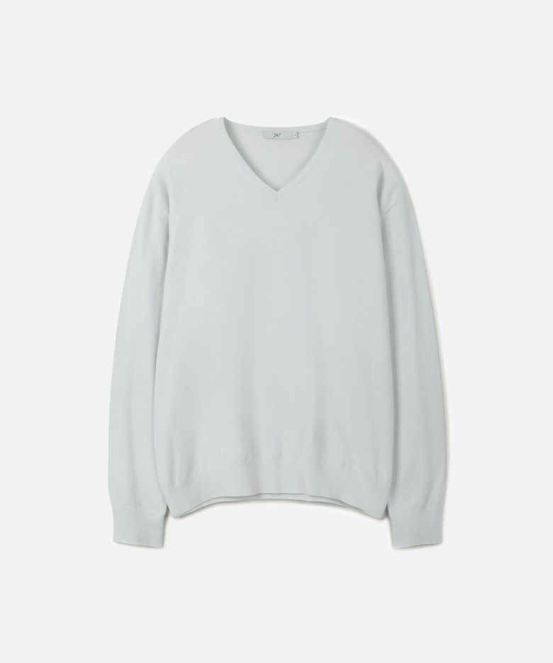 FINE RIBBED 브이넥 12GG 니트 MINT