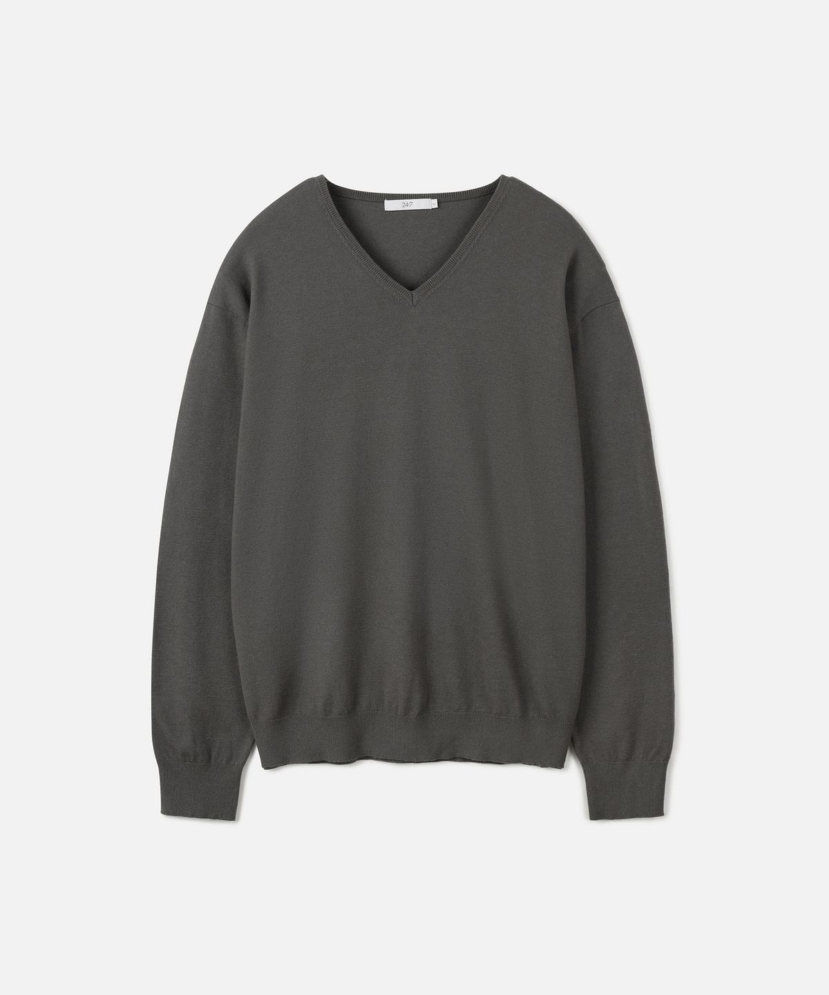 247시리즈(247SERIES) FINE RIBBED 브이넥 12GG 니트 KHAKI