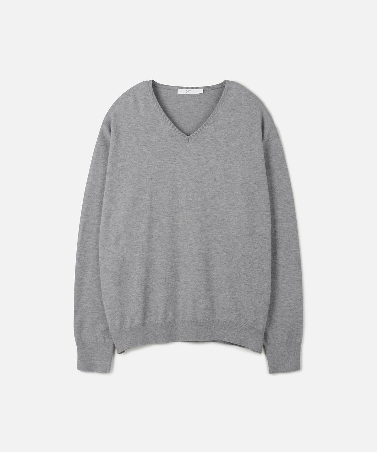 247시리즈(247SERIES) FINE RIBBED 브이넥 12GG 니트 MELANGE GRAY