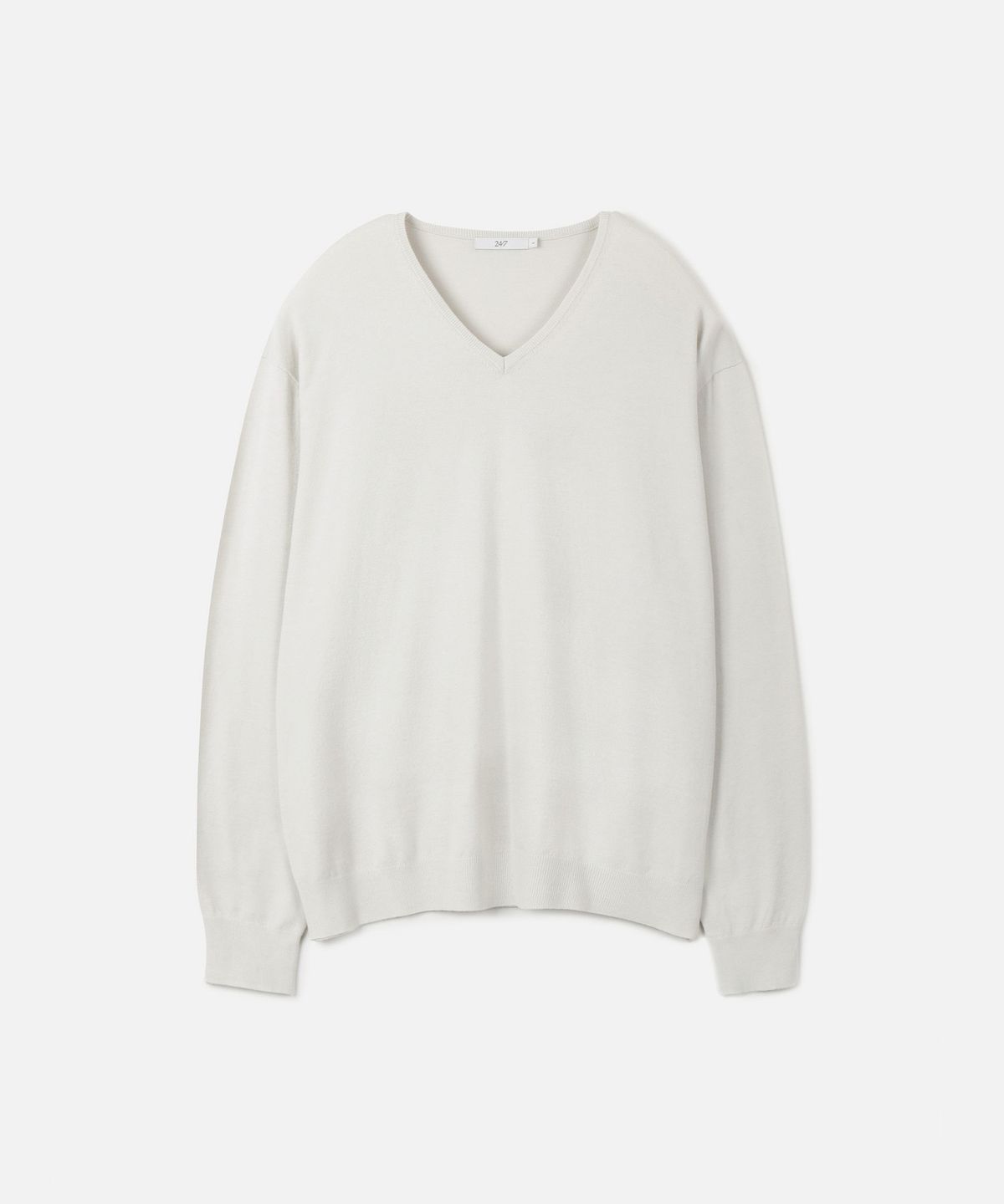 247시리즈(247SERIES) FINE RIBBED 브이넥 12GG 니트 IVORY