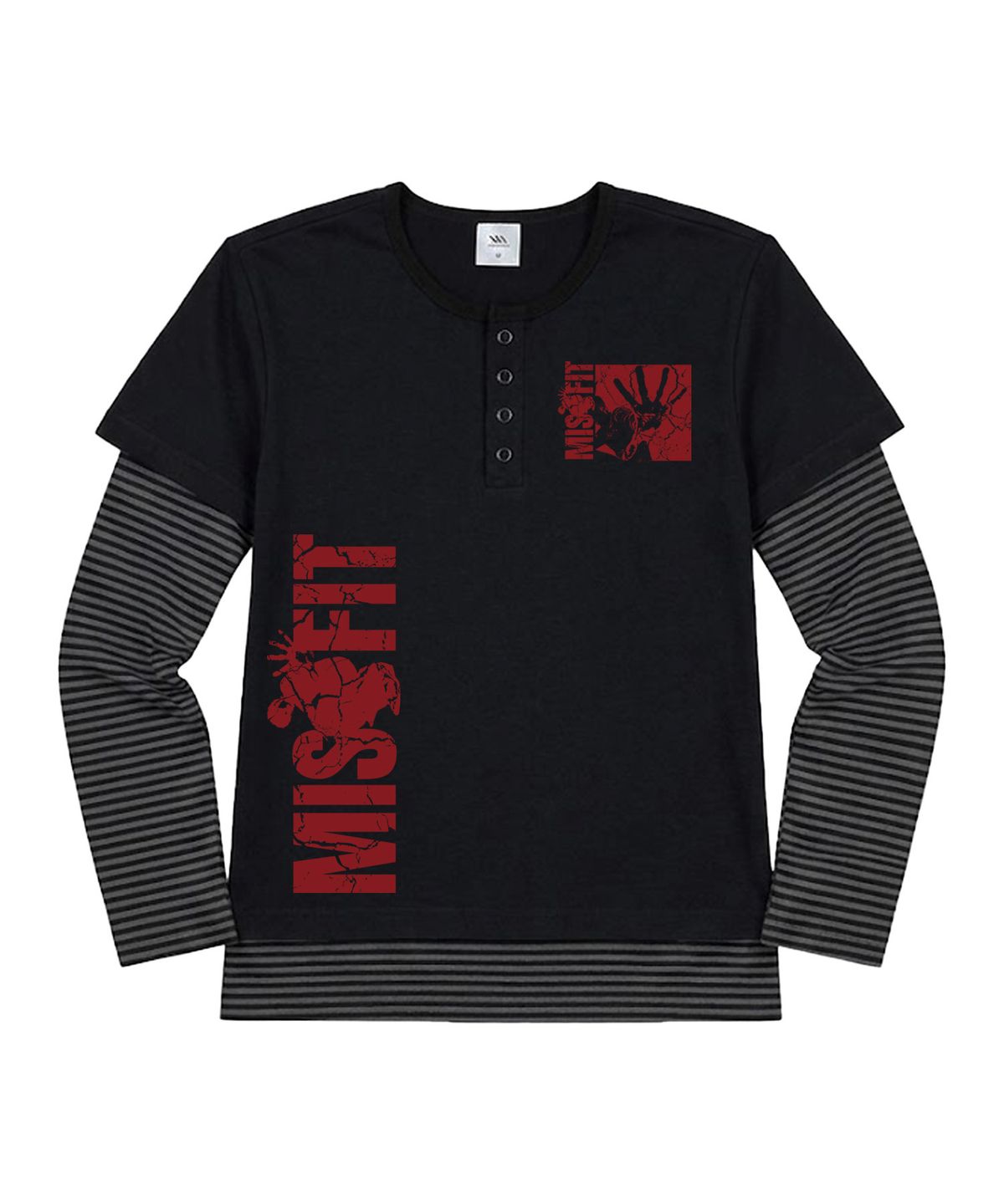 벤힛(VENHIT) MISSFIT 스트라이프 레이어드 루즈핏 슬리브