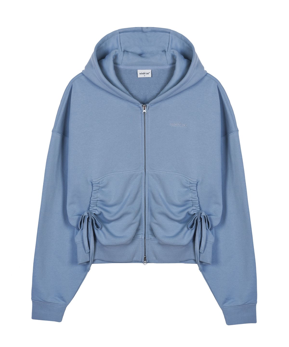 베스티리아(VESTIRYA) Soft Shirring Zip-Up Grey Blue