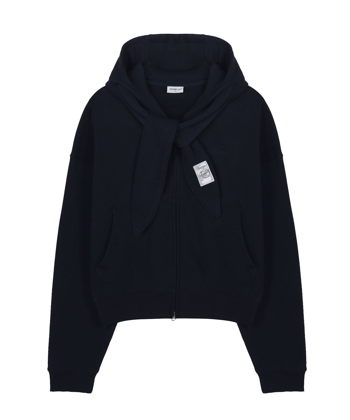 베스티리아(VESTIRYA) Romantic Scarf Zip-Up Navy