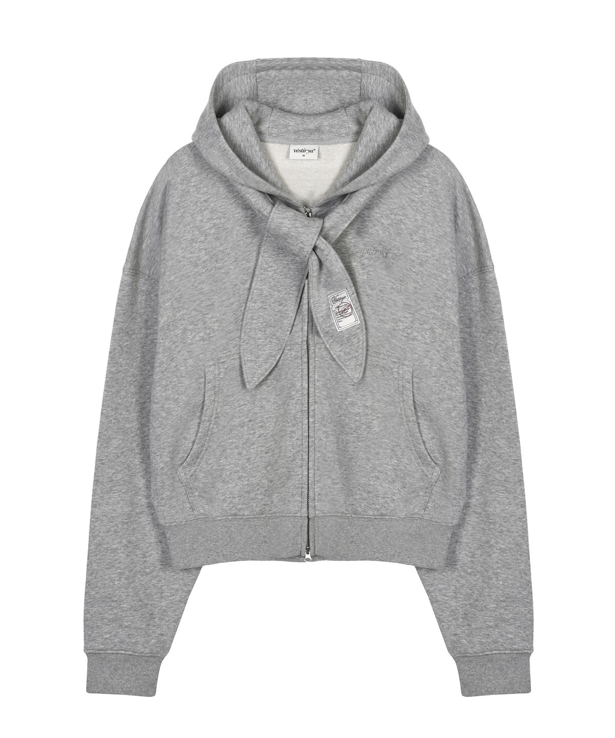 베스티리아(VESTIRYA) Romantic Scarf Zip-Up Grey