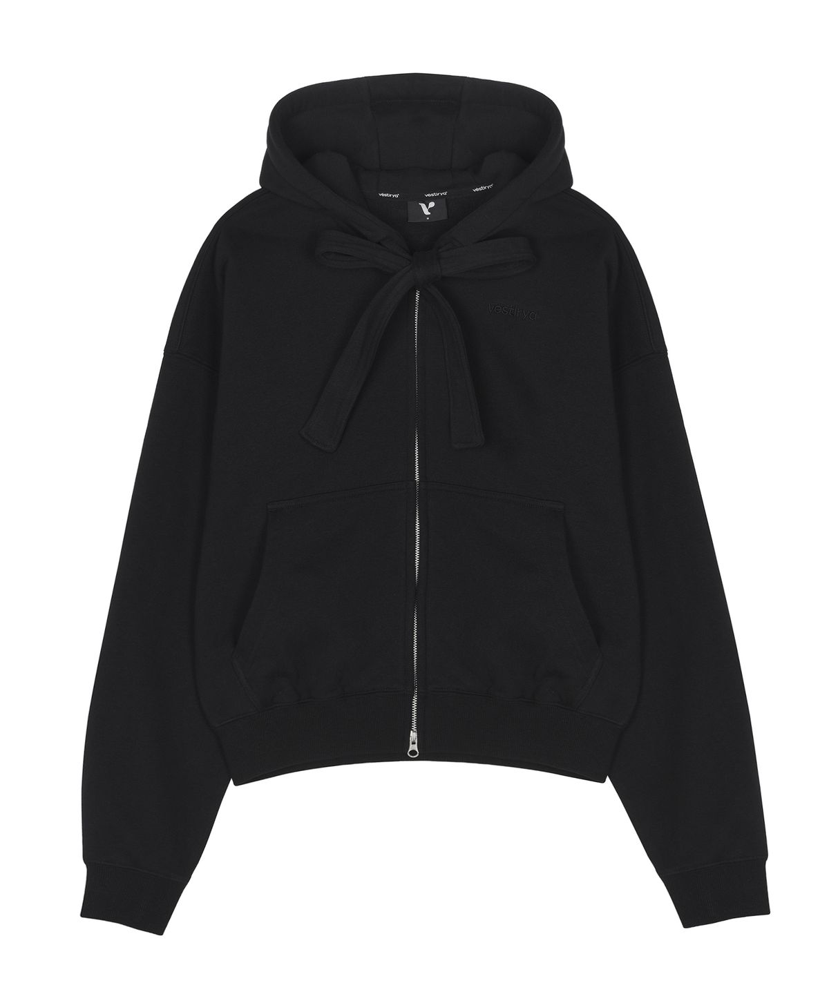 베스티리아(VESTIRYA) Small logo Ribbon Zip-up Black