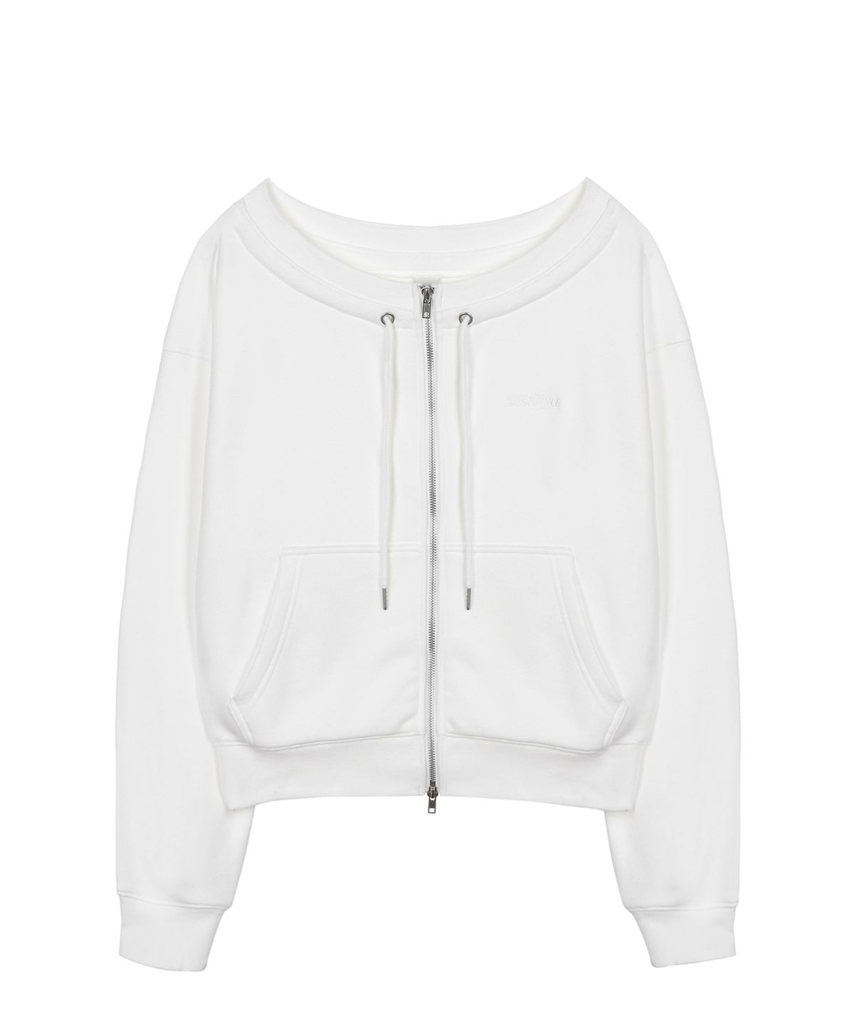 베스티리아(VESTIRYA) Small logo Off-Shoulder Zip-Up Off White