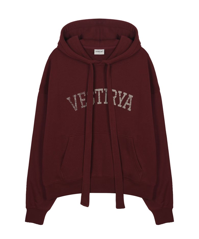 Ribbon Lettering Hoodie Burgundy