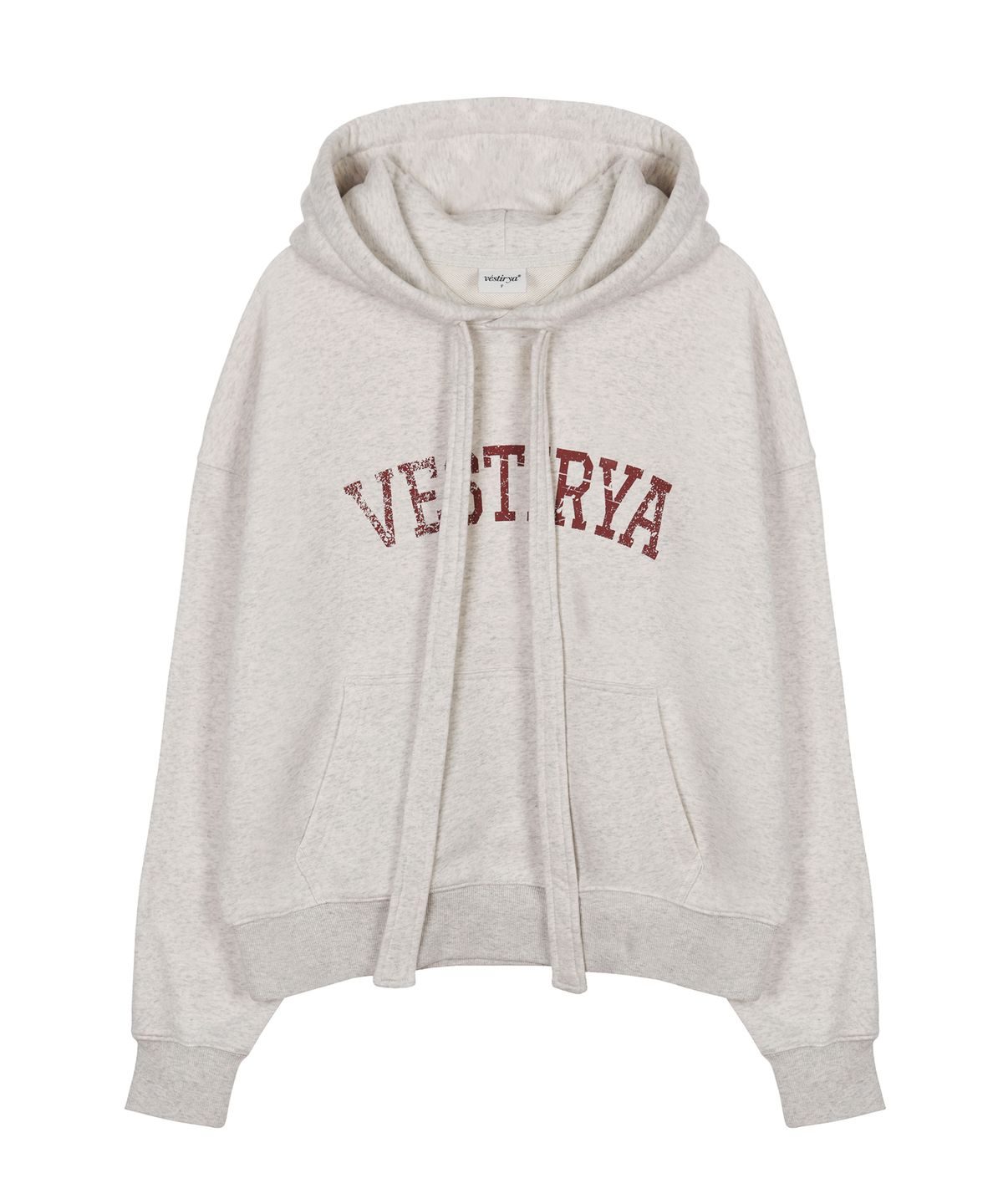 베스티리아(VESTIRYA) Ribbon Lettering Hoodie Oatmeal