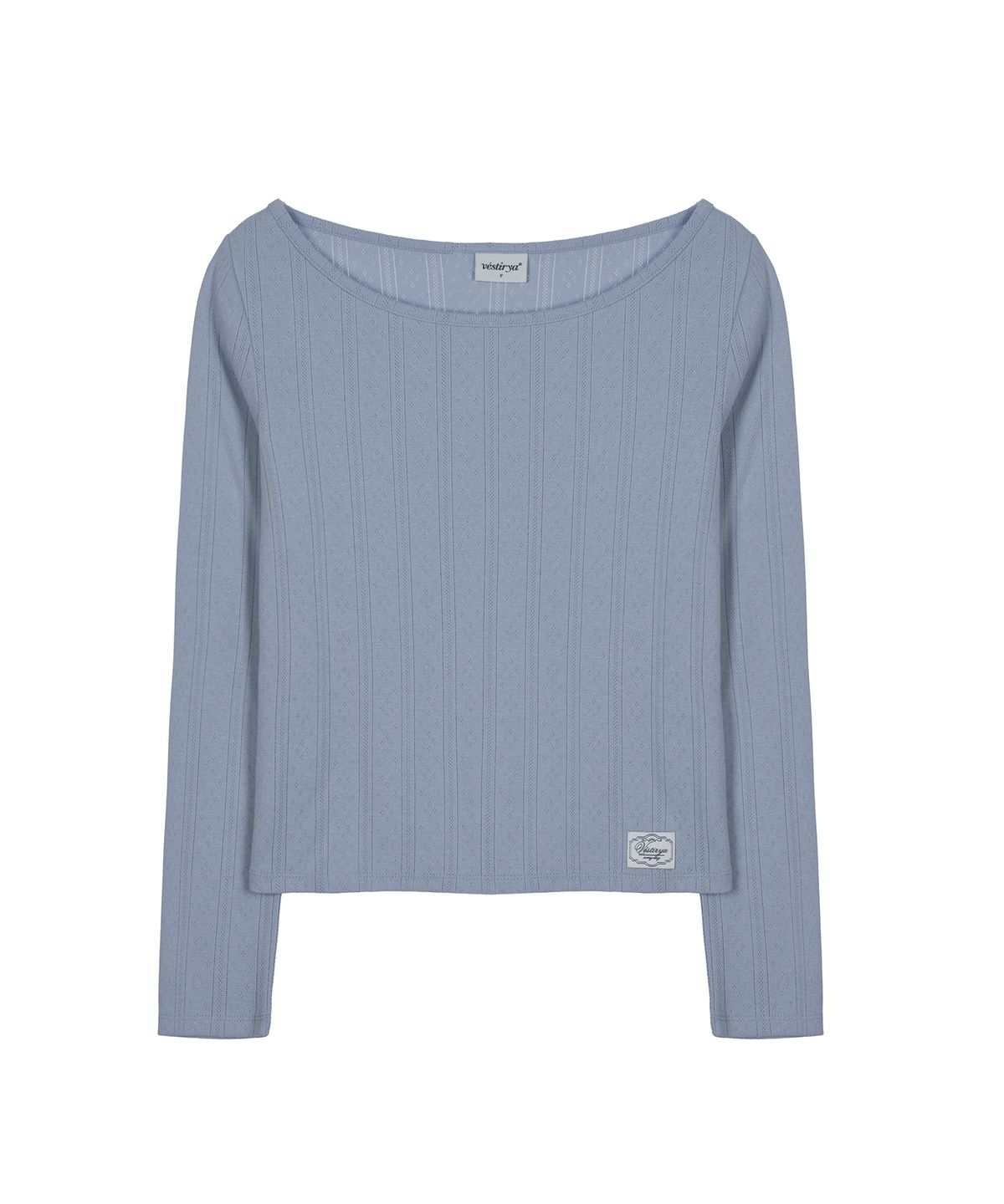 베스티리아(VESTIRYA) Romantic Eyelet Long Sleeve Grey Blue