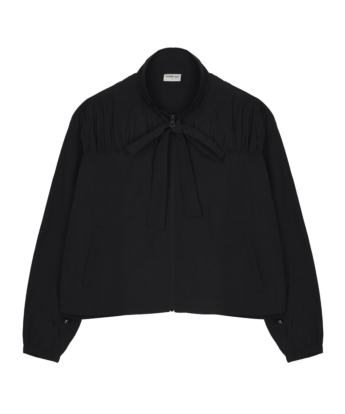 베스티리아(VESTIRYA) Ribbon Windbreaker Jacket Black