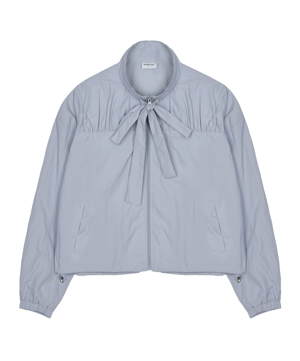 베스티리아(VESTIRYA) Ribbon Windbreaker Jacket Grey Blue