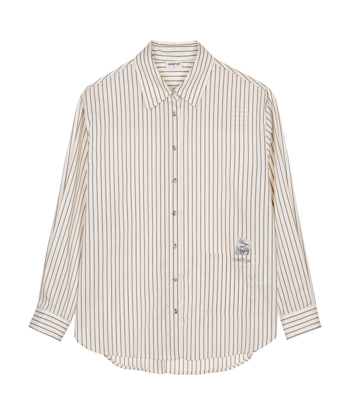 베스티리아(VESTIRYA) Over Fit Stripe Shirt Beige