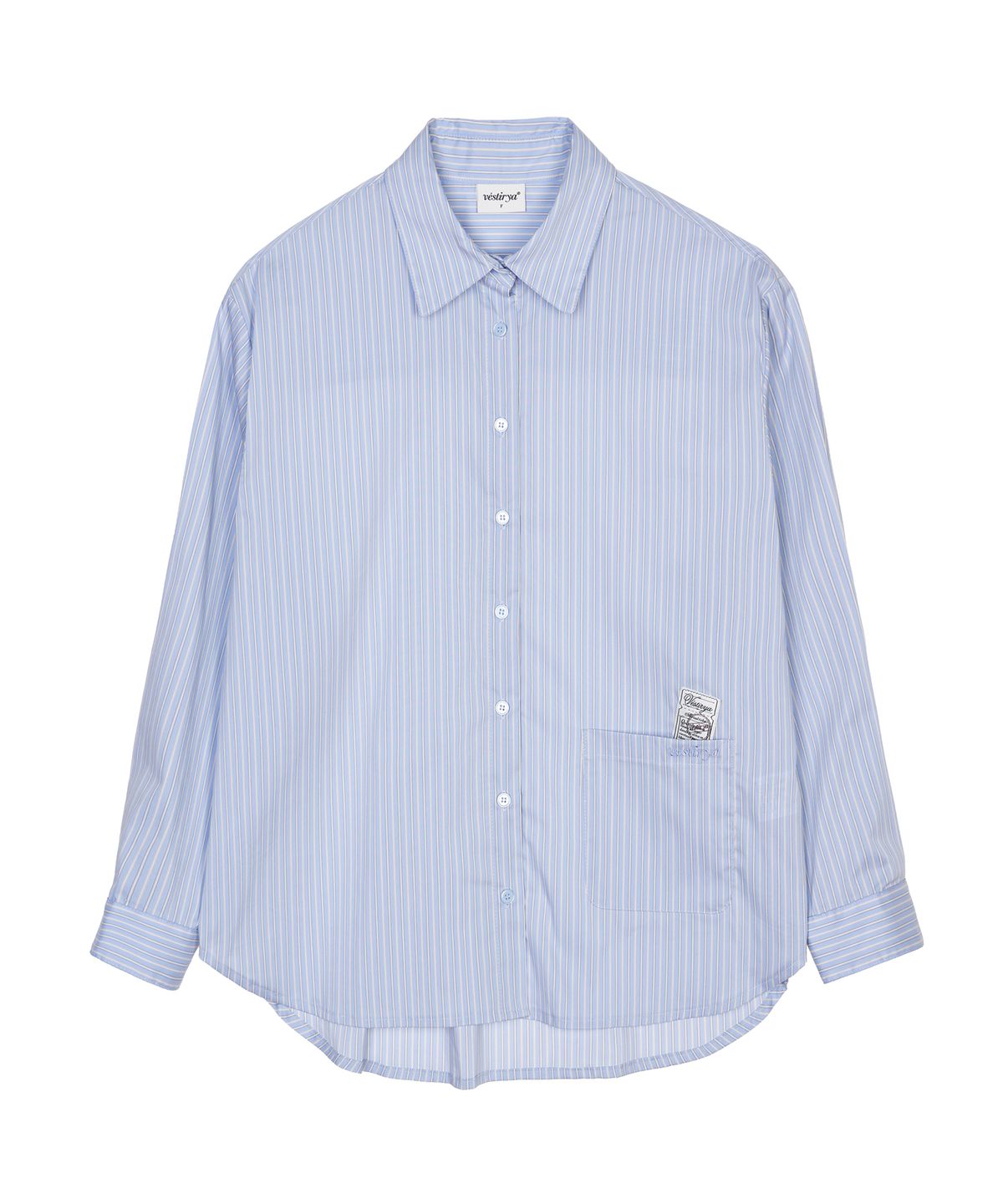 베스티리아(VESTIRYA) Over Fit Stripe Shirt Blue