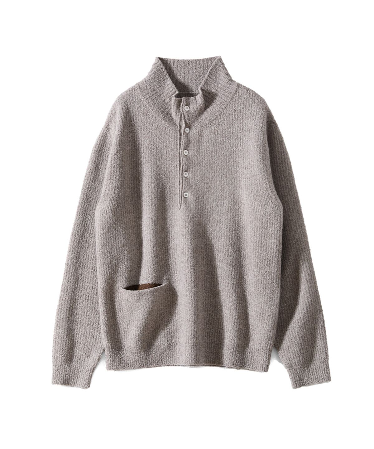 홀리선(HORLISUN) Phoebe High Neck Button Knit Melange Beige