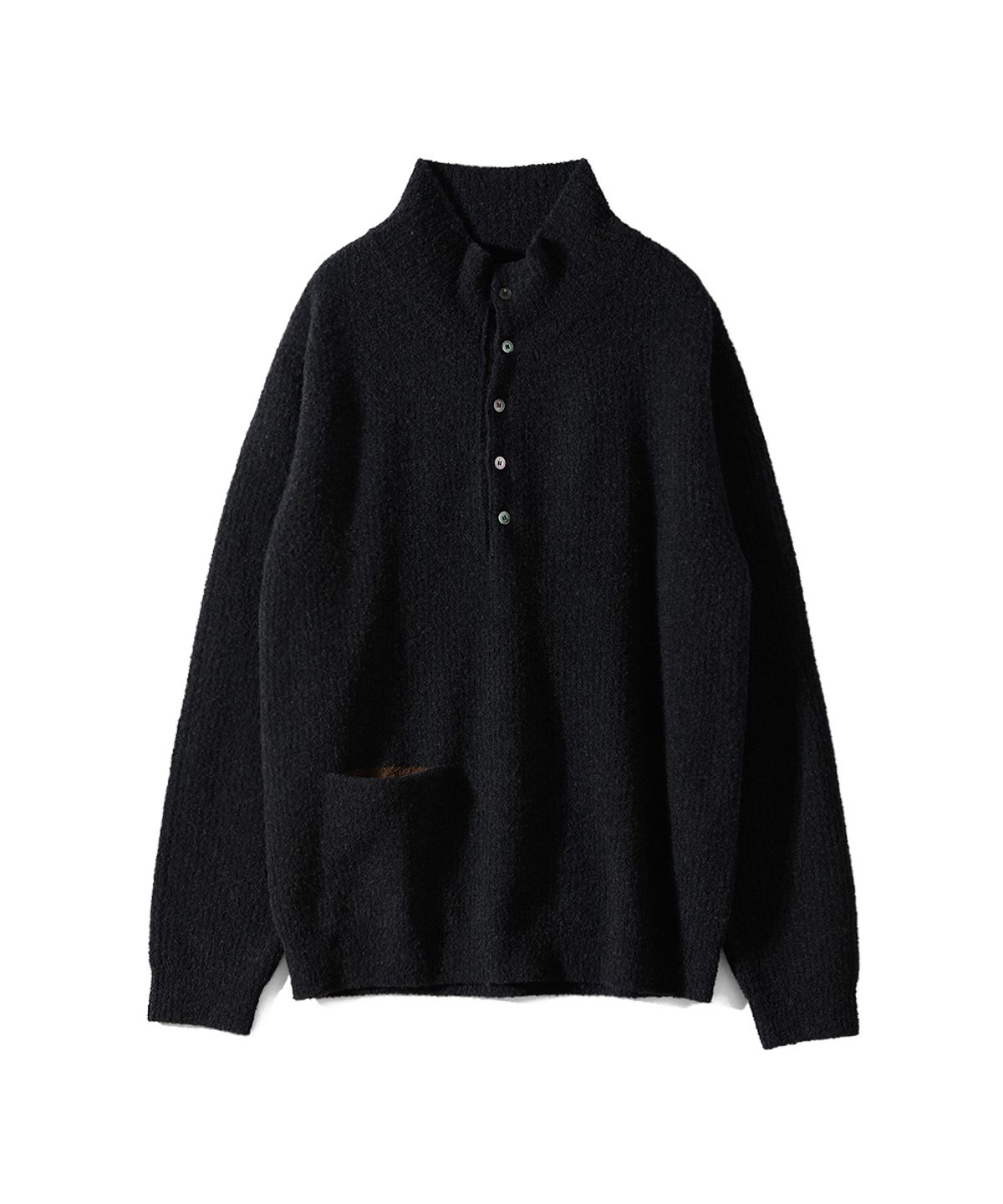 홀리선(HORLISUN) Phoebe High Neck Button Knit Dark Charcoal